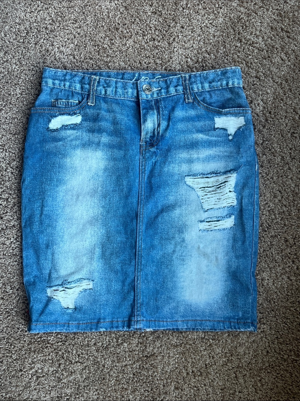 INC International Concepts Distressed Blue Denim Pencil Skirt Size 4